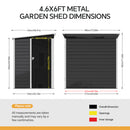Breeins 4 X 6FT Outdoor Metal Pent Roof Garden Storage Shed