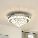 Livingandhome Round Crystal-droplets LED Semi Flush Ceiling Light