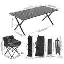 Breeins 90cm/120cm Portable Folding Camping Table with 4 or 6 Chairs