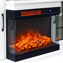 3-Sided Electric Fireplace TV Stand with Glass Door Closed Storage