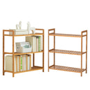 Livingandhome Tiered Bamboo Wood Book Storage Shelf