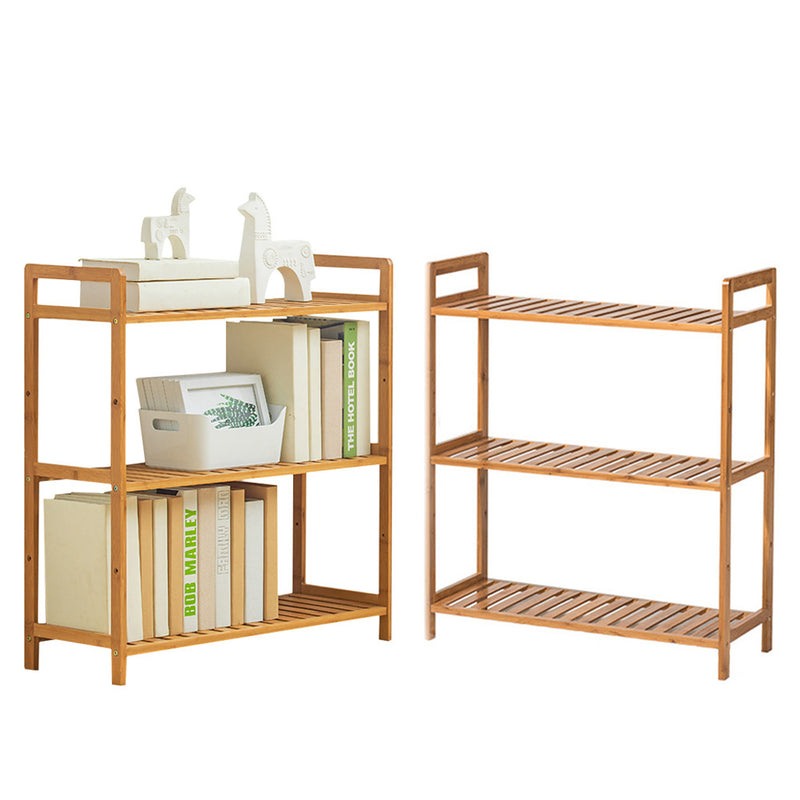 Livingandhome Tiered Bamboo Wood Book Storage Shelf