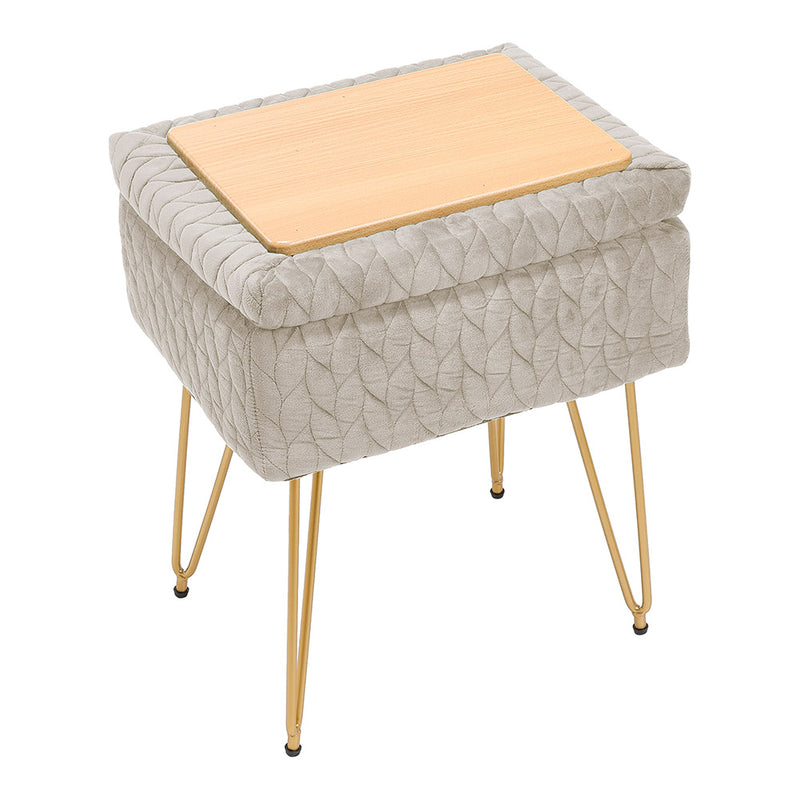 Livingandhome Rectangle Upholstered Storage Ottoman Vanity Stool