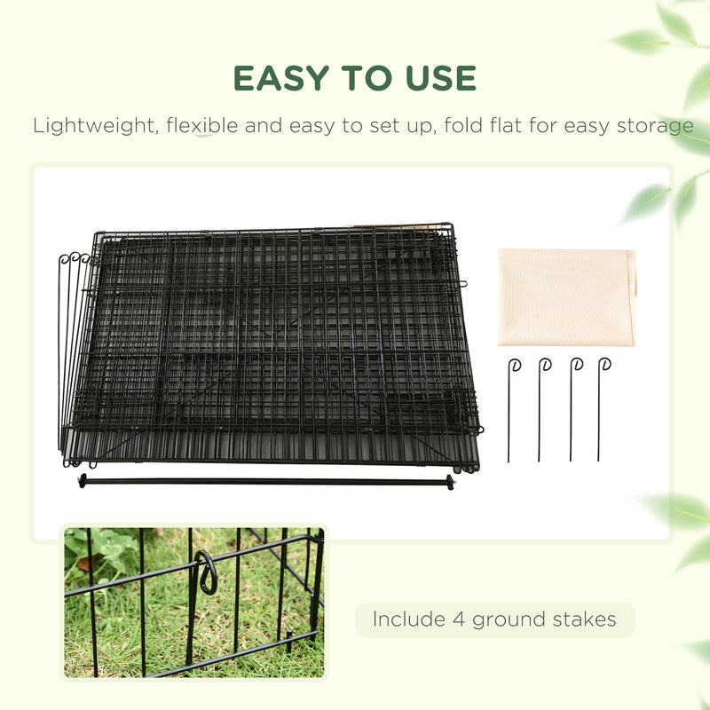 PawHut Small Animal Cage with Cover, C&C Cage for Rabbit, Guinea Pig, Beige