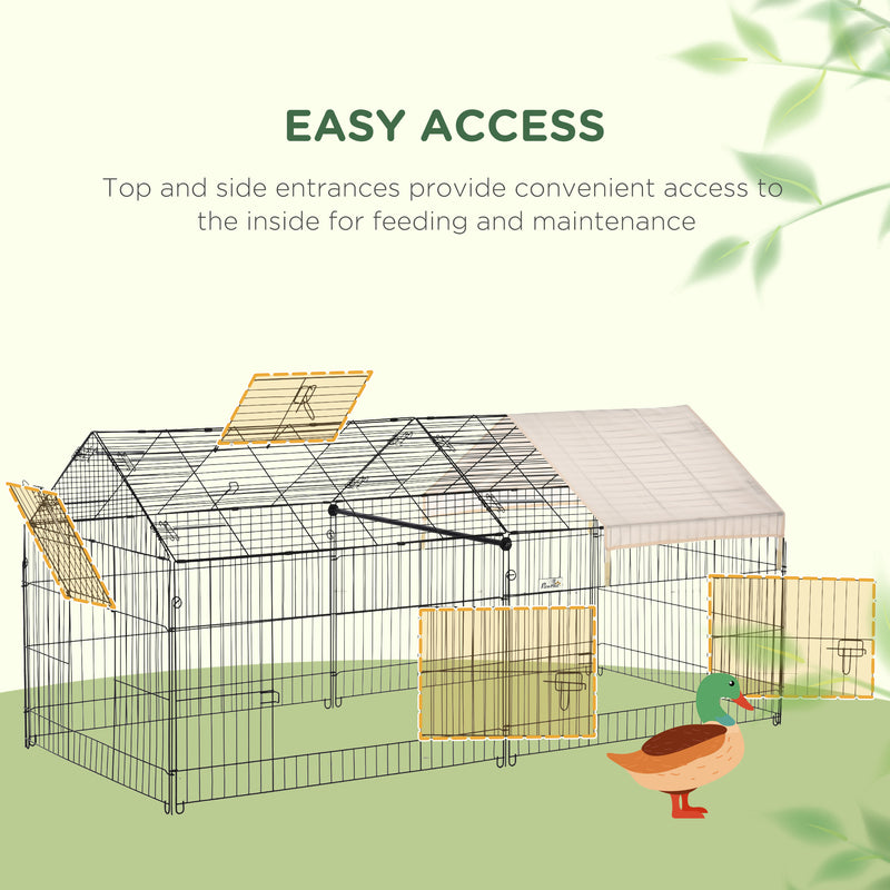PawHut Small Animal Cage with Cover, C&C Cage for Rabbit, Guinea Pig, Beige