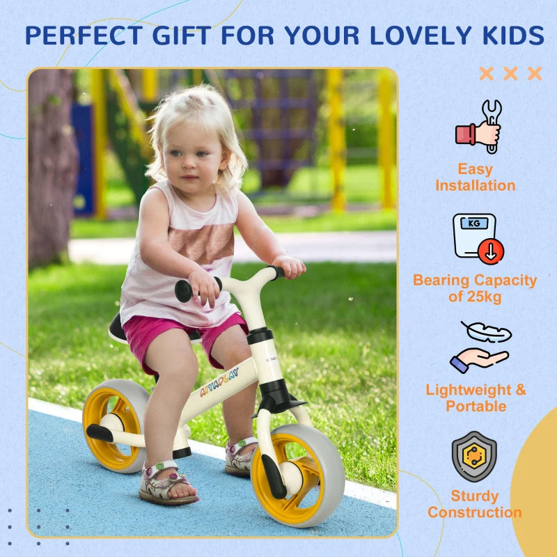 AIYAPLAY Children's Balance Bike - White