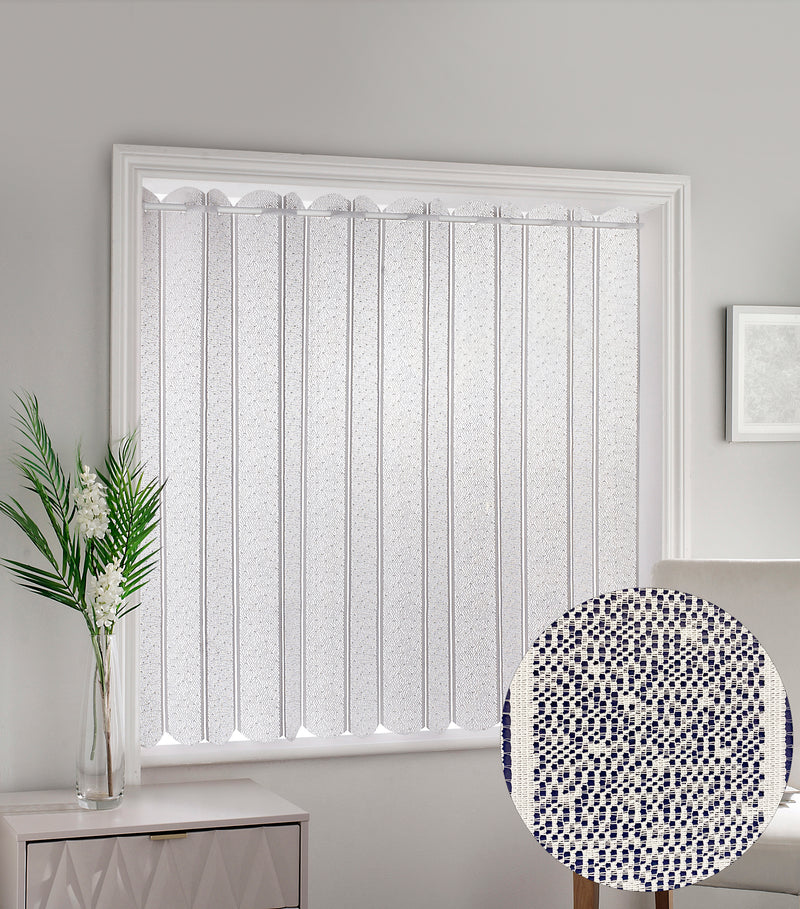 White Plain Textured Voile Louvre Vertical Pleated Window Blind Panel