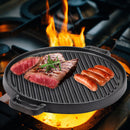 Lifeideas Black Cast Iron Grill Pan with Handles