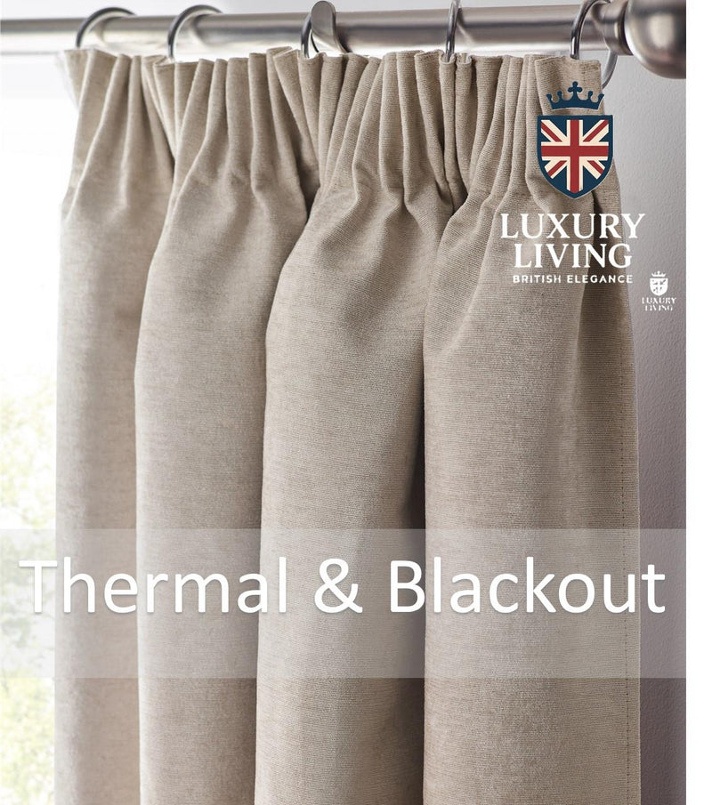 Chenille Blackout Taped Curtains Cream