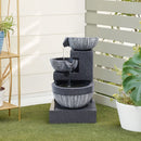 Livingandhome Outdoor Water Fountain Rockery Decoration 3 Tier Bowls Solar Powered
