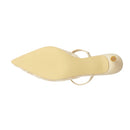 Lace Mesh Pointed Toe Heeled Mules Sandals - Beige