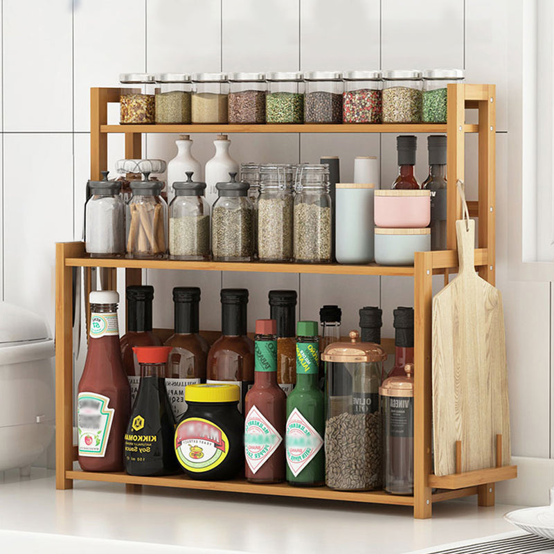 Lifeideas 3-Tier Freestanding Bamboo Spice Rack Storage Organizer with Knife Holder for Kitchen