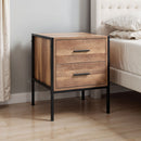 Livingandhome Brown Wooden Bedside Table with Storage