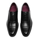 Low-Top Lace-Up Leather Dress Shoes With Pointed Toe - Black