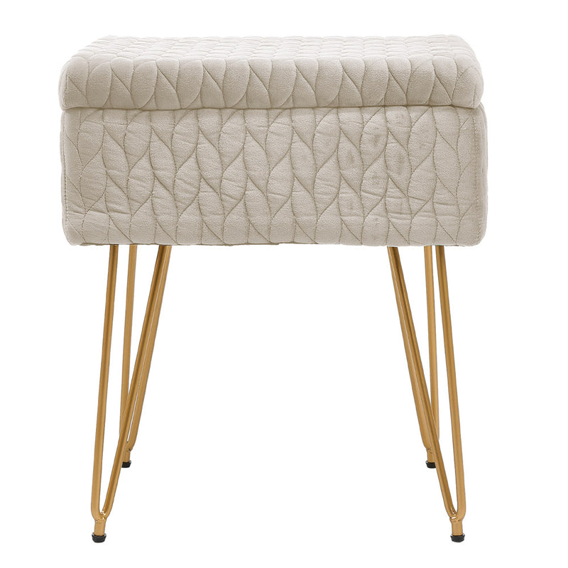 Livingandhome Rectangle Upholstered Storage Ottoman Vanity Stool
