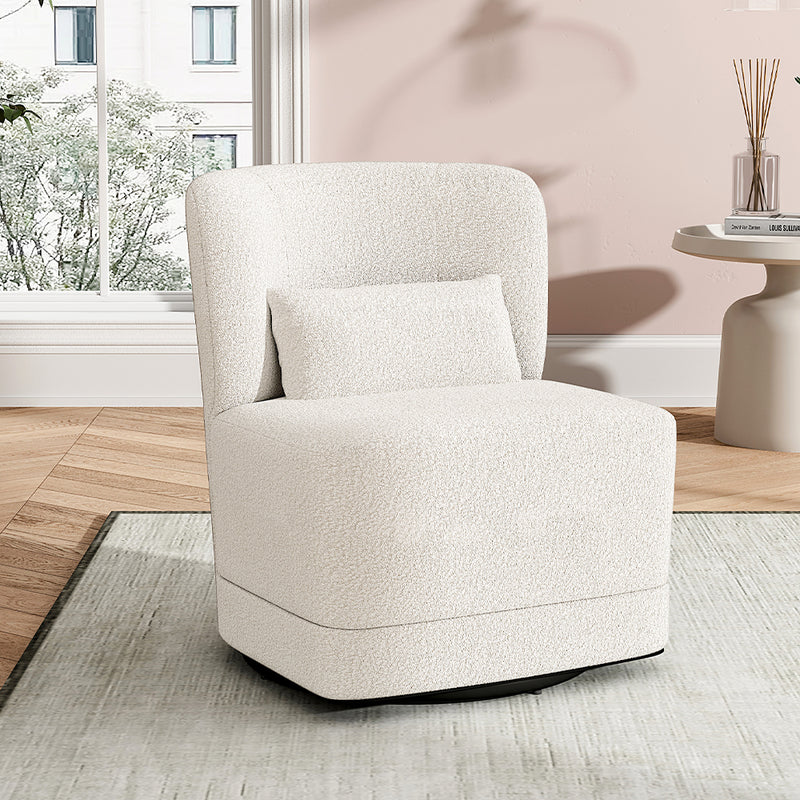 Livingandhome Upholstered Teddy Fur Swivel Chair