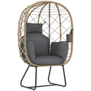 Outsunny Rattan Garden Egg Chair With Thickened Cushion, Headrest, Grey