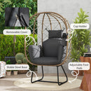 Outsunny Rattan Garden Egg Chair With Thickened Cushion, Headrest, Grey