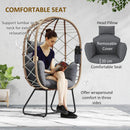 Outsunny Rattan Garden Egg Chair With Thickened Cushion, Headrest, Grey