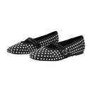 Rhinestones Double Strap Mary Jane Ballet Flat Shoes - Black