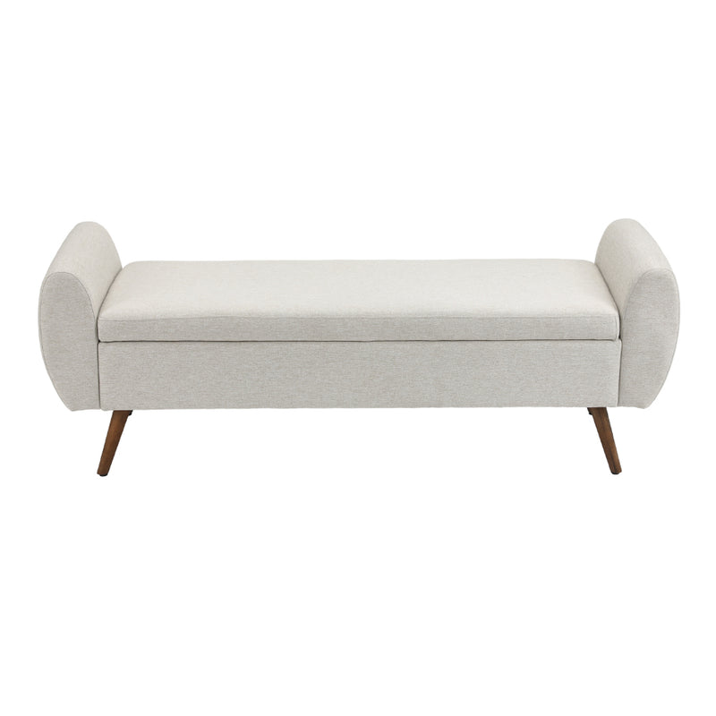 Livingandhome Linen Fabric Storage Ottoman Bench