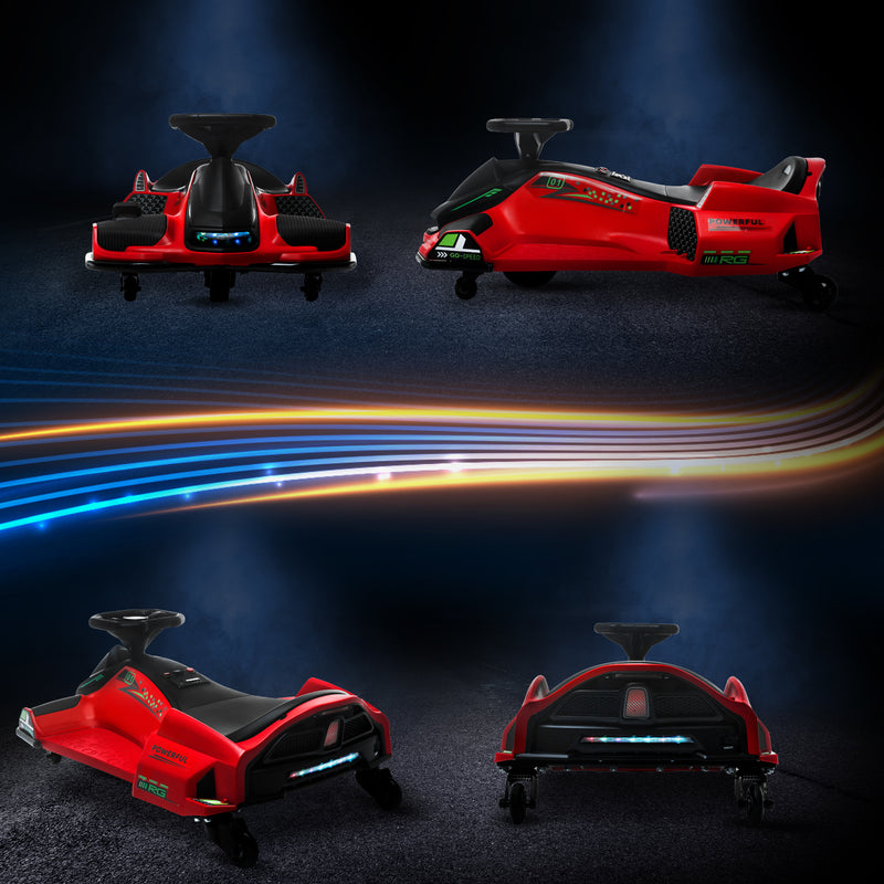 HOMCOM 12V Electric Go Kart for Kids with Music, LED Lights