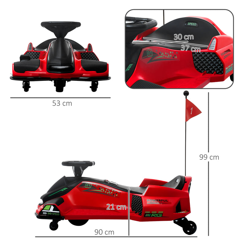HOMCOM 12V Electric Go Kart for Kids with Music, LED Lights