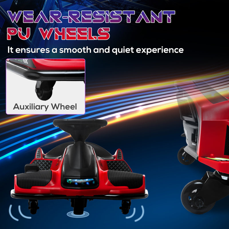 HOMCOM 12V Electric Go Kart for Kids with Music, LED Lights