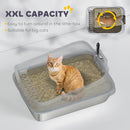 PawHut Stainless Steel Cat Litter Box with High Sides