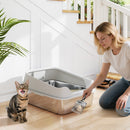 PawHut Stainless Steel Cat Litter Box with High Sides