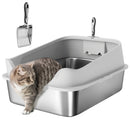 PawHut Stainless Steel Cat Litter Box with High Sides