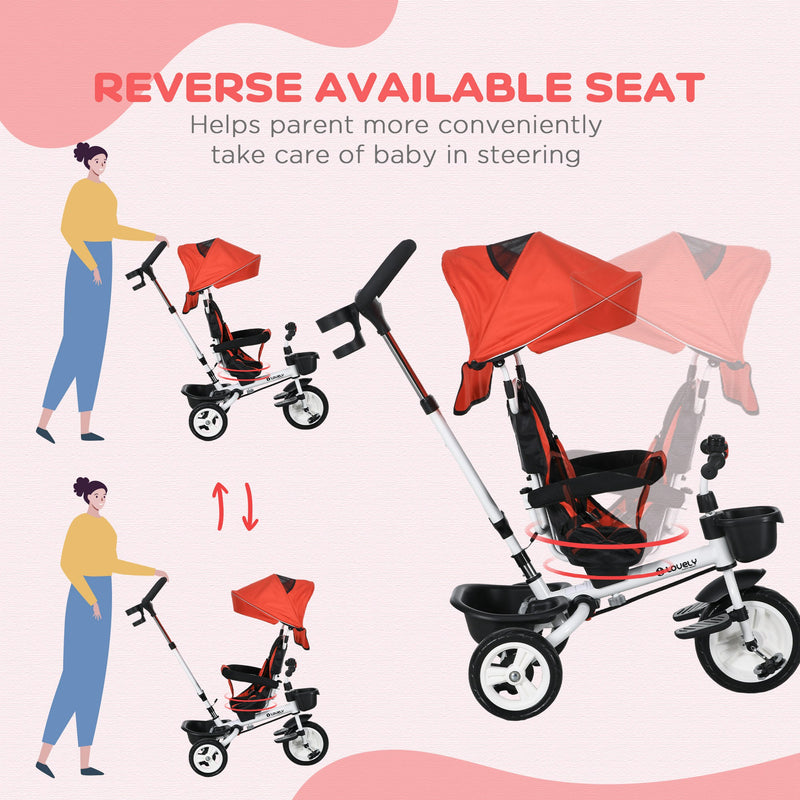 HOMCOM 6 in 1 Trike for Toddler 1-5 Years with Parent Handle