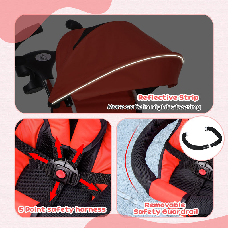 HOMCOM 6 in 1 Trike for Toddler 1-5 Years with Parent Handle