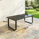 Outsunny Garden Coffee Table Outdoor Side Table with Glass Top Black