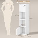 HOMCOM Bookcase with 2 Cabinets and Doors, 4-Tier Bookshelf, White