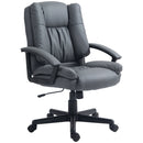 HOMCOM Faux Leather Home Office Chair Mid Back Desk Chair With Arms - Dark Grey/Light Grey