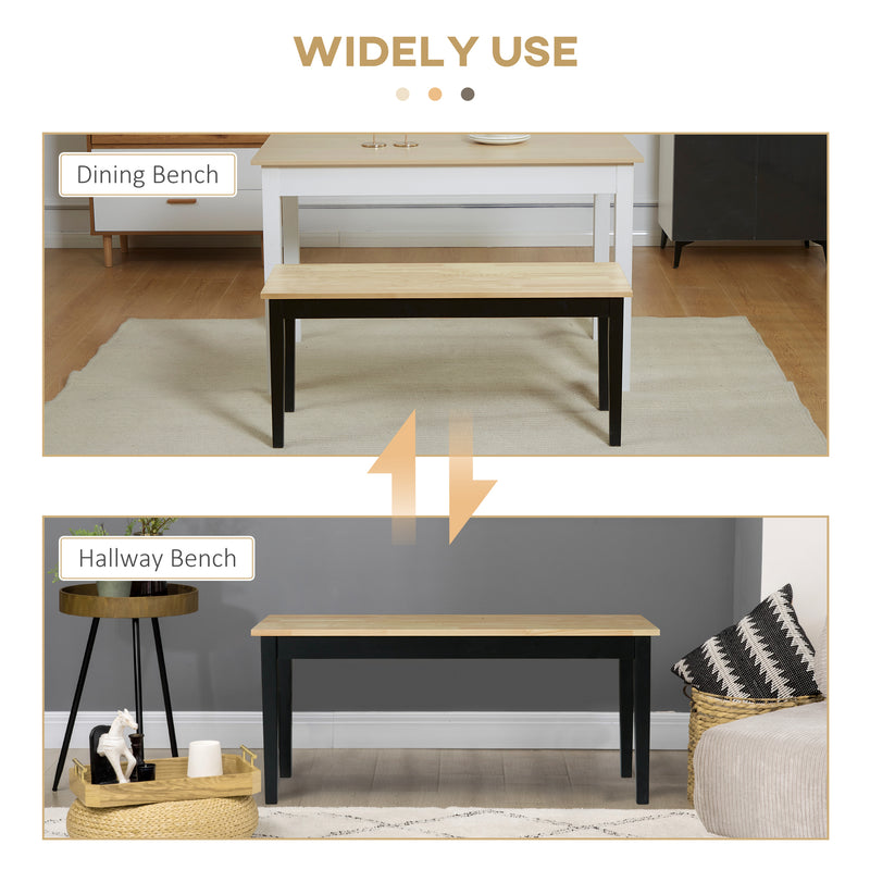 HOMCOM Wood Dining Bench Wooden Bench for 2 People, Black