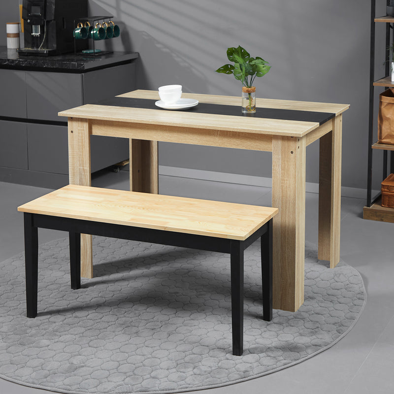 HOMCOM Wood Dining Bench Wooden Bench for 2 People, Black