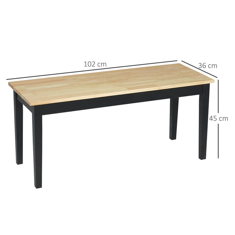 HOMCOM Wood Dining Bench Wooden Bench for 2 People, Black