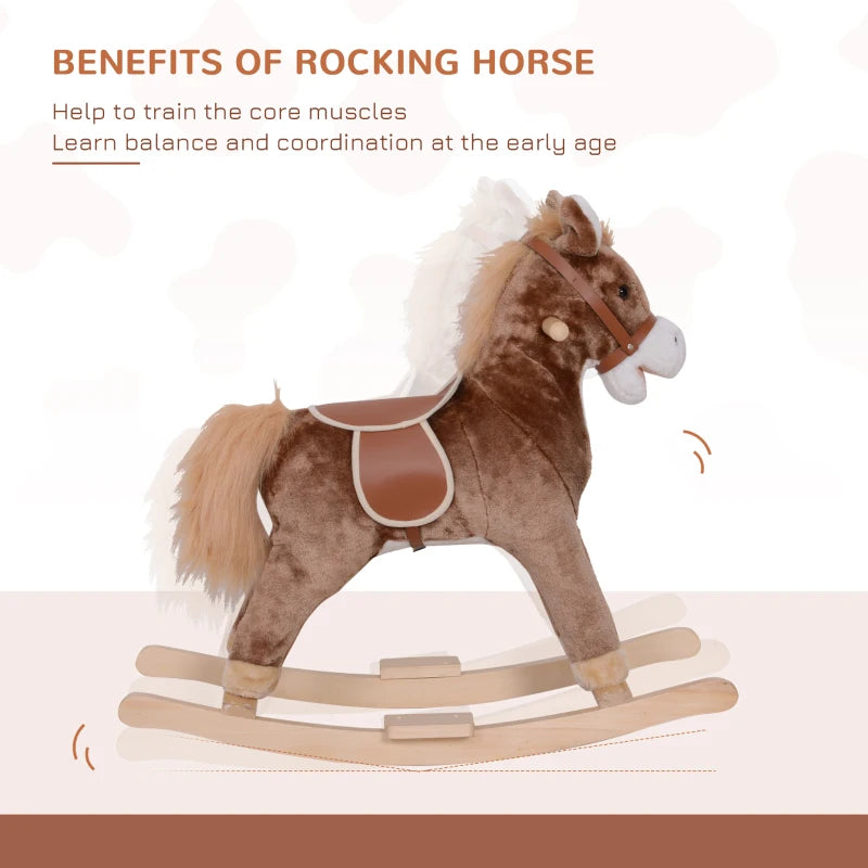 HOMCOM Children's Rocking Horse - Brown and White