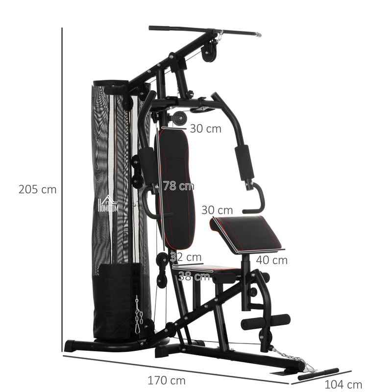 HOMCOM Multi Gym Fitness Equipment Exercise Machine With 45Kg Weight Stack