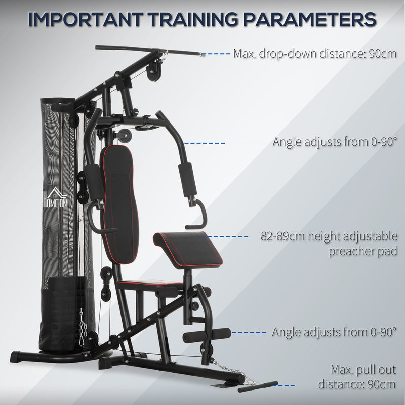HOMCOM Multi Gym Fitness Equipment Exercise Machine With 45Kg Weight Stack