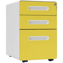 3 Drawer Modern Steel Filing Cabinet W/ 4 Wheels Lock Pencil Box Office Yellow