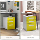 3 Drawer Modern Steel Filing Cabinet W/ 4 Wheels Lock Pencil Box Office Yellow