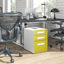 3 Drawer Modern Steel Filing Cabinet W/ 4 Wheels Lock Pencil Box Office Yellow