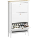 HOMCOM 3 Drawer Shoe Cabinet with Flip Doors for Hallway, Entryway, White