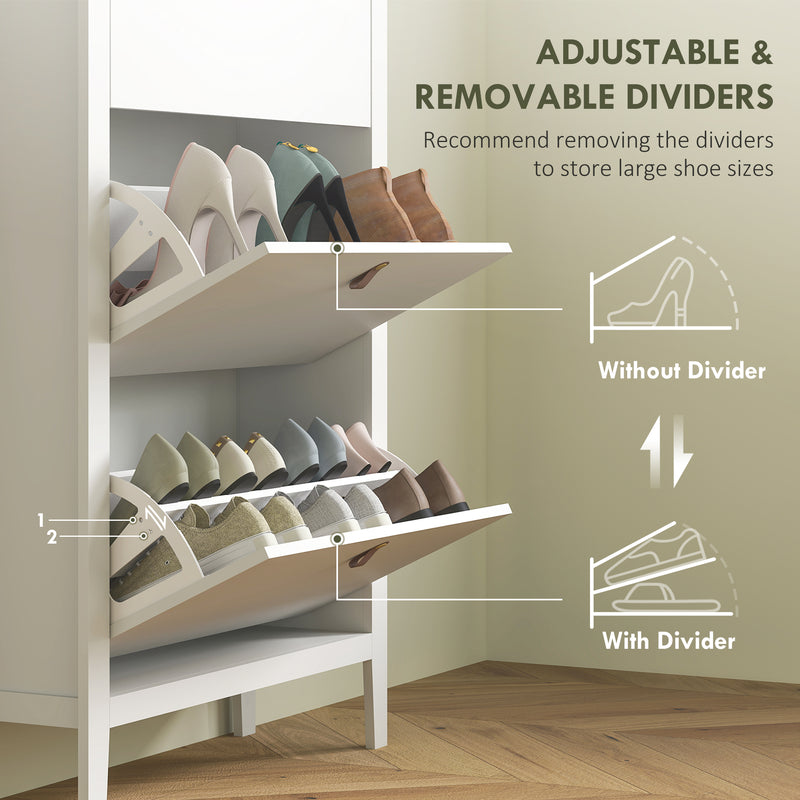 HOMCOM 3 Drawer Shoe Cabinet with Flip Doors for Hallway, Entryway, White