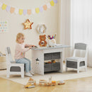 AIYAPLAY Kids Table And Chair Set With 6 Removable Drawers, Light Grey