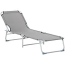 Outsunny Camping Cot Picnic Sun Lounger Portable Folding Chaise Chair Grey
