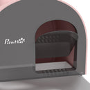 PawHut Cat Litter Box Kitten Litter Tray w/ Lid, Scoop, Filter, Flap Door, Pink